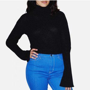 NWOT American Apparel Fisherman Knit Bell Sleeve Cropped Turtleneck Sweater